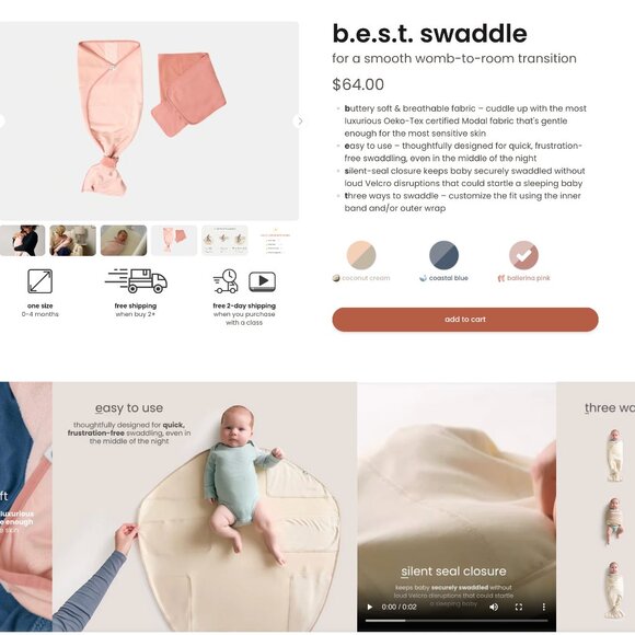 taking cara babies b.e.s.t. swaddle in ballerina pink - Picture 3 of 7